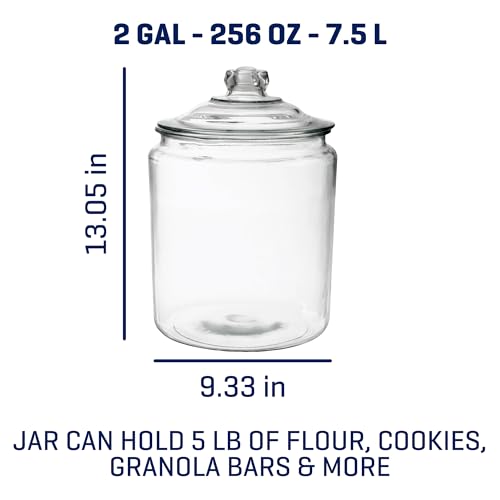 Anchor Hocking Heritage Hill Lid and 2 Chalkboard Labels Glass Jar, 2 Gallon, Set of 1, Clear