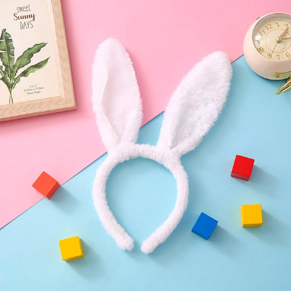 LKQBBSZ Bunny Headband Easter Bunny Ears Hairbands Plush White Headband for Easter Party Favor Decorations Party