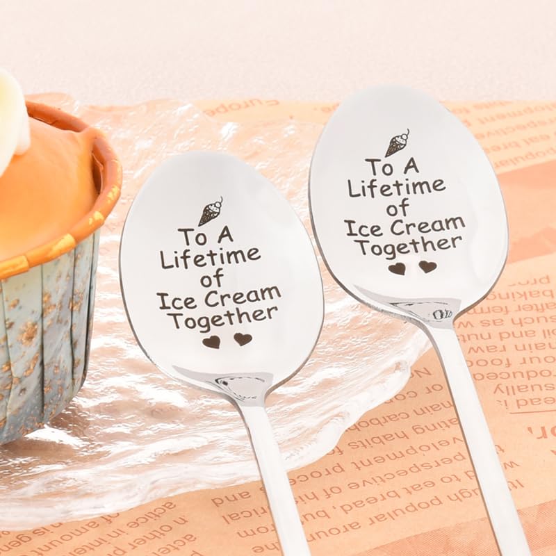 Wedding Engagement Gifts for Girlfriend Boyfriend Ice Cream Spoons Gift for Husband Wife Birthday Gift for Couples Anniversary Valentines Day Gifts for Ice Cream Lovers Gifts for Him Her