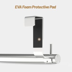 VEHHE Kitchen Towel Holder 2-Piece, 2 Hooks, EVA Foam Protective Mats, 9-Inch Stainless Steel Over The Door Towel Rack (Silver)