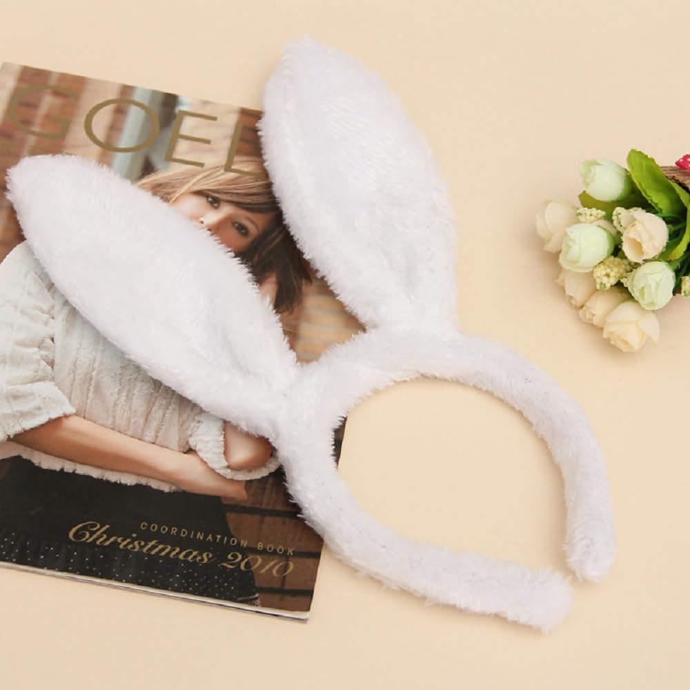 LKQBBSZ Bunny Headband Easter Bunny Ears Hairbands Plush White Headband for Easter Party Favor Decorations Party