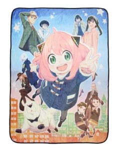 spy x family manga anime anya loid yor forger yuri damian plush fleece soft throw blanket | spy x family merch 60" x 45"