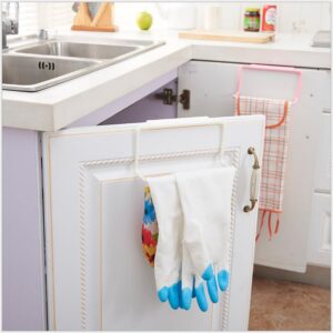 FnPti Over Door Towel Rail Hanger Kitchen Cabinet Cupboard Draw Hand Holder - Blue Plastic Towel Rack, Easy to Use and Clean, Free Punch