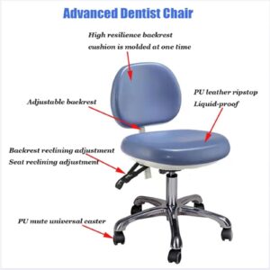 SFKLYU Adjustable Doctor Chair, Ergonomic Dental Medical Chair, Dental Assistant Stool PU Leather for Clinic Hospital Pharmacy Medical Beauty Lab,L