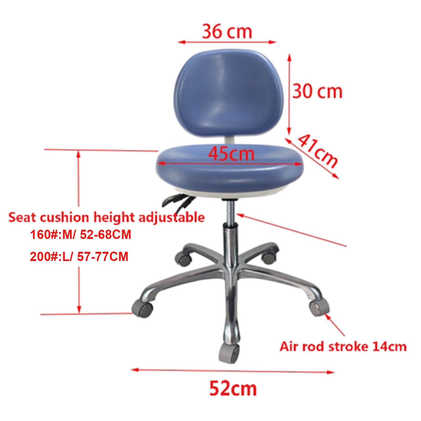 Dental Assistant Chair Medical Chair Ergonomic Seating Back Support Dentist Stool for Clinics, Dental Offices, Labs, Manicure Store,L