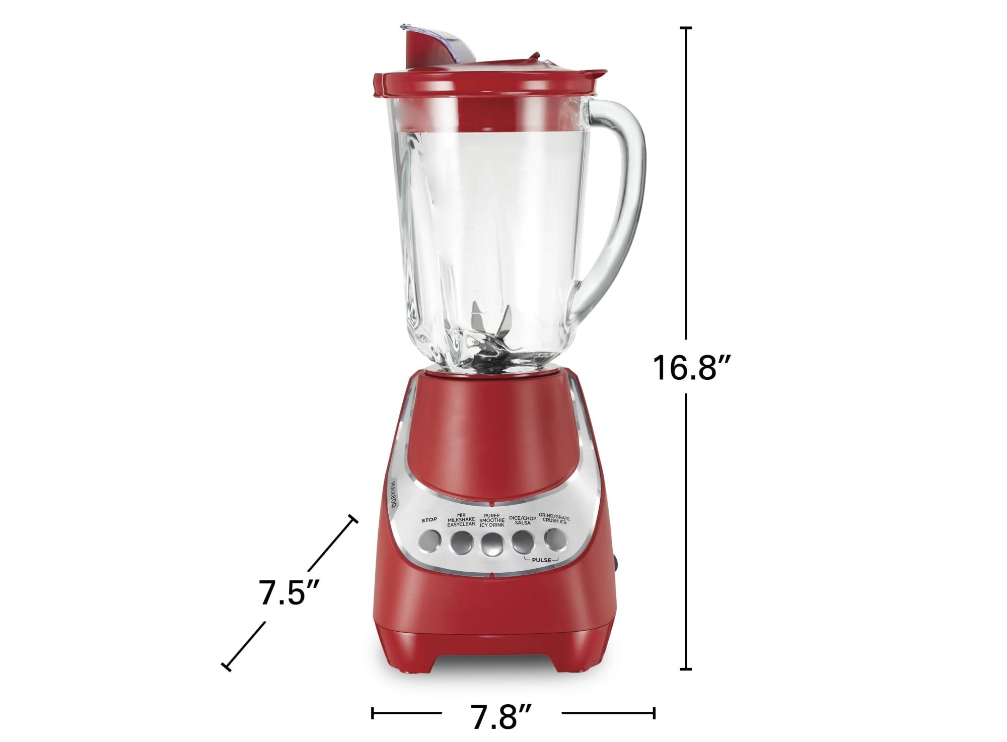 CALFEE Quiet Blender, 48 oz. Glass Jar, 12 Blending Functions, Red