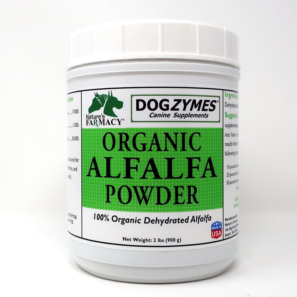 Dogzymes Organic Alfalfa - Rich Source of Vitamins and Minerals, Helping with Everything from Anemia, Fighting Arthritis and Overly-Acidic Urine and Helping to Stave Off Bladder Infections (2 Pound)