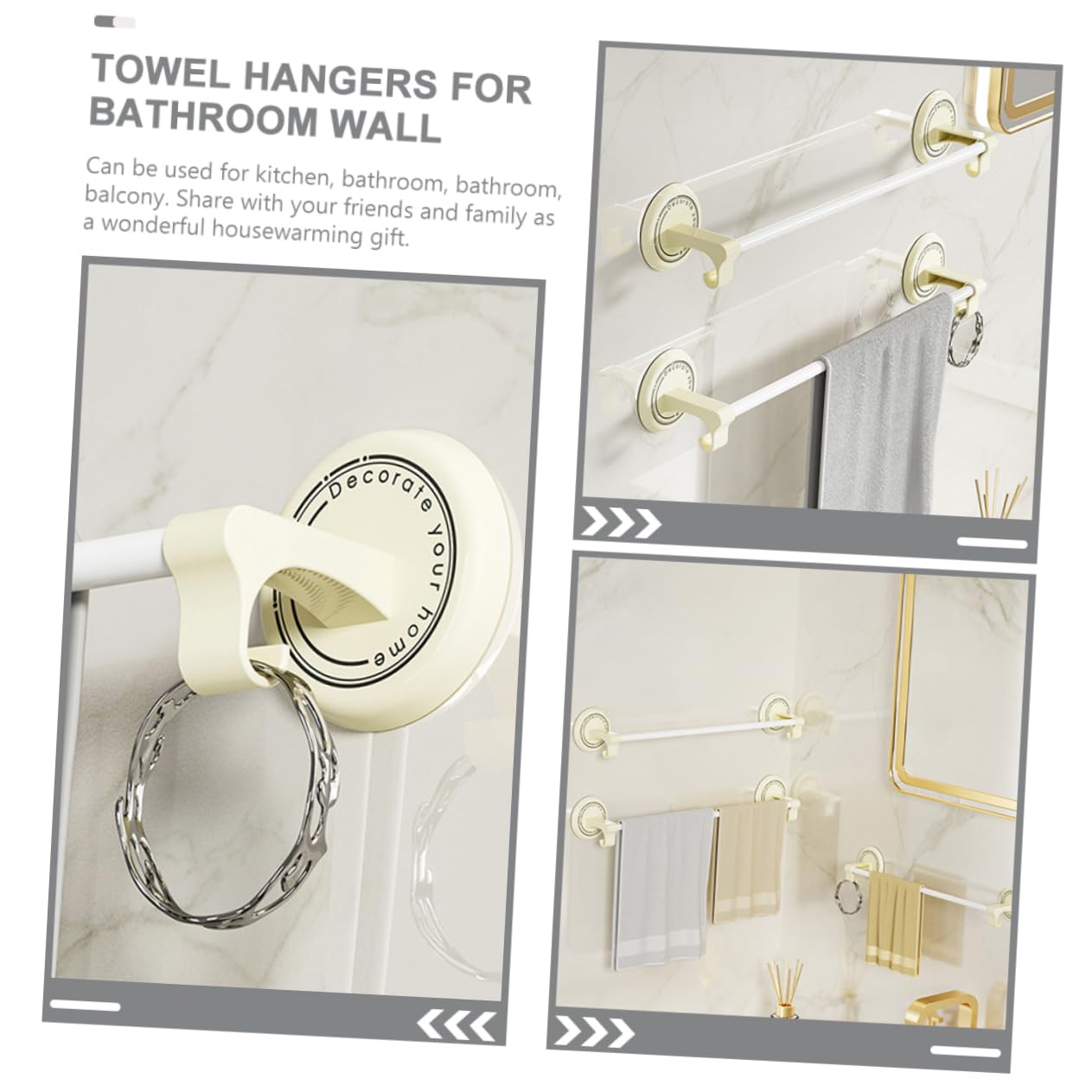 DRESSOOS 2pcs No Punching Bath Towel Organizer Bathroom Door Wall Hanging White Towel Rack Double Pole Tower Hanger No Trace Stickers Multifunction abs Iron Pipe Paint Wall-Mounted Shelf