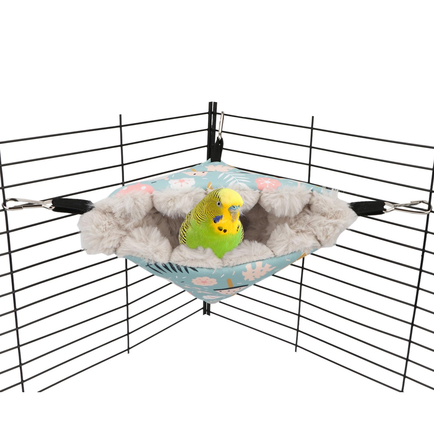 Wontee Bird Nest House Winter Warm Hanging Hammock Bird Bed Snuggle Hut for Parakeets Budgies Caique Conures Cockatiels (Small, Blue)