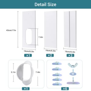 Brosyda Portable Air Conditioner Window Vent Kit with 5.1" AC Exhaust Hose & Coupler, Adjustable Portable AC Window Vent Kit, Upgraded Seamless Window Panel Kit for Sliding Windows