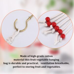 GORGECRAFT Cotton Rope Banana Lanyard Wood Bead Fruits Storage Hanger with Hook Vegetable Woven Hammock Hanging Rope Banana Holder Keeper Under Cabinet for Kitchen Agricultural Products Macrame Fruit