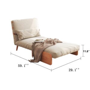 Kaxiti Sleeper Chair Bed - Convertible Sofa Bed for Living Room, 3 in 1 Sleeper Chair Bed Futon Chair, Comfortable Reading Chaise, Linen Fabric Beige (Single)