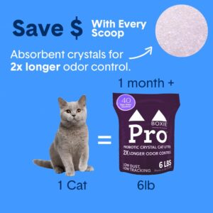 Boxie® Pro™ 40 Day Probiotic Odor Control Non-Clumping Crystal Cat Litter, 6 lb, Self-Cleaning, MicroDry™ Crystals, 99.9% Dust-Free, Long-Lasting, Health Benefits for Multi-Cat Homes