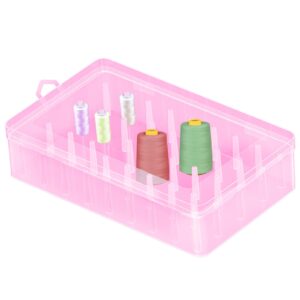 xiyaxivici 42 slot sewing thread pink storage box bobbin needle spool holder organizer embroidery household diy sewing accessories, contain 2 size spool 30 pcs 0.5 x 2.4 inch + 12 pcs 1 x 2.4 inch