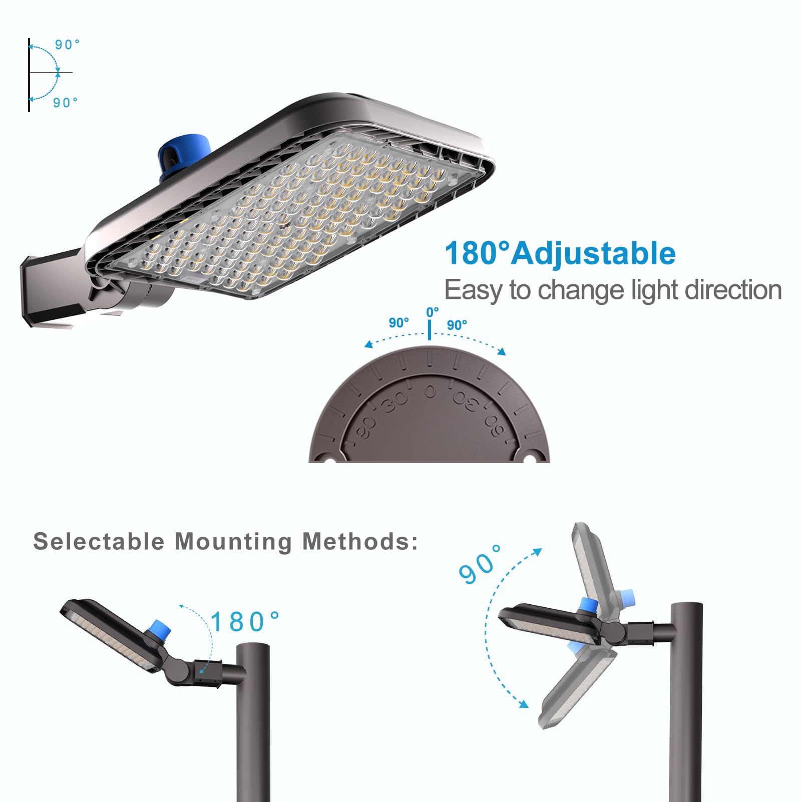 Lightdot 400W LED Parking Lot Light 60000Lm (Eqv 1600W HPS) Adjustable Slipfitter Mount Parking Lot Lighting 5000K LED Street Light with Dusk to Dawn IP65 Outdoor Area Lighting for Parking Lot