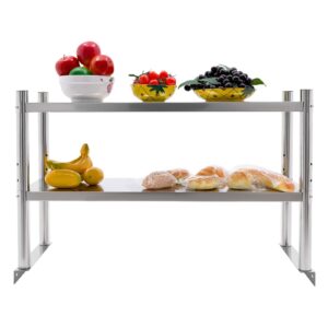 yiyionce 2-layers stainless steel shelving 12x36x23.62 inch storage shelf heavy duty storage shelving unit with 176 lbs load floor standing open shelving for kitchen bar 2"height adjustable | us stock