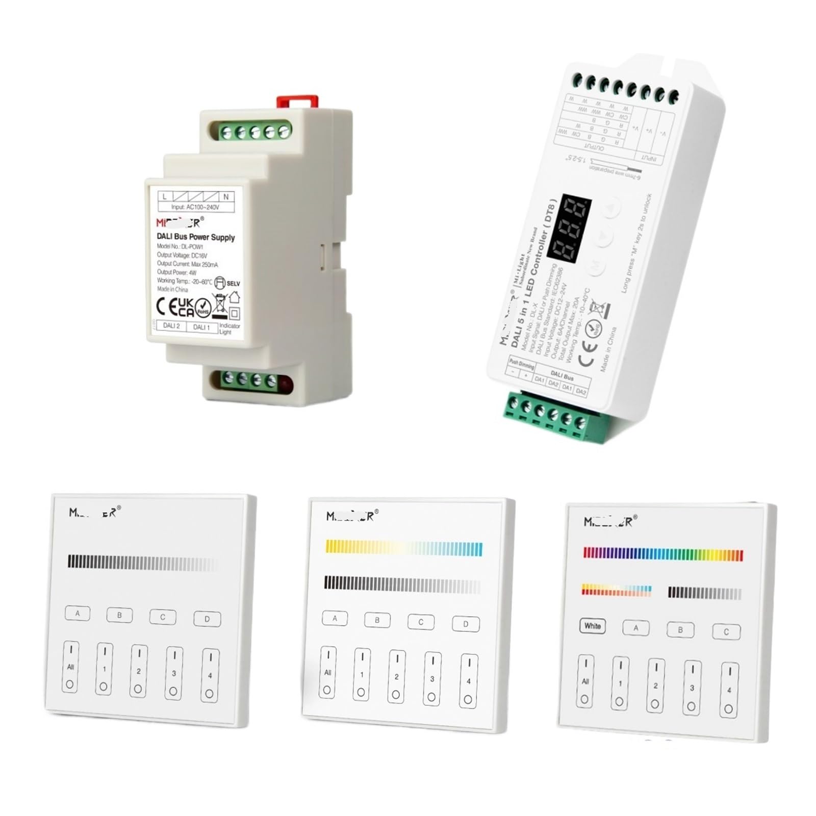 DALI 5-in-1 LED Controller DALI dimming Control System (DT8) 86 Touch Screen DALI Bus Power Supply DIN Rail for LED Lights (Color : Only DL-POW1)