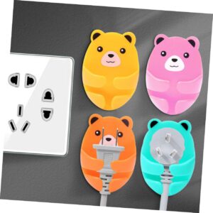 Mikikit 4pcs Power Outlet Hook Plug Wire Holder Self-Adhesive Socket Holder Adhesive Wall Hooks Cartoon Hook Adhesive Plug Holder Multifunctional Cartoon Organizer Plastic No Trace