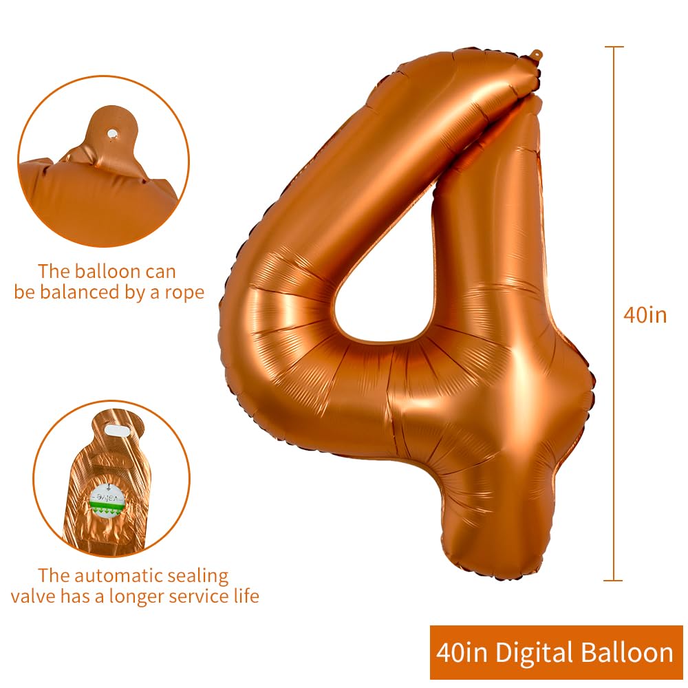 TONIFUL 40 Inch Orange Large Numbers Balloon 0-9 Birthday Party Decorations,Big Number 4 Foil Balloon Digital 4 for Birthday Party,Wedding, Bridal Shower,Engagement,Graduations,Anniversary,Baby Shower