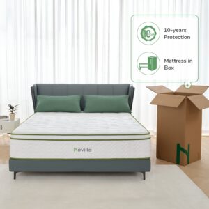 Novilla California King Mattress, 12 InchGel Memory Foam Hybrid Mattress with Pocketed Coil for Pressure Relief & Motion Isolation, Medium Firm Cali King Mattress in a Box, Amenity