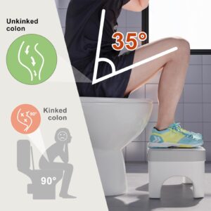 Squatting Toilet Stool for Adults, 7 Inch Poop Stool Adult, Toilet Stool Squat Adult, Non-Slip Potty Stool for Pooping, Pooping Stool for Bathroom, Portable Toilet Step Stool, Foot Rest Stool