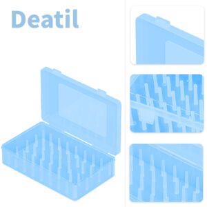 42 Slot Sewing Thread Blue Storage Box Bobbin Needle Spool Holder Organizer Embroidery Household DIY Sewing Accessories, Contain 2 Size Spool 30 pcs 0.5(D) x 2.4(H) in + 12 pcs 1(D) x 2.4(H) in