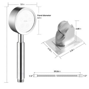 Handheld Shower Head Set High Pressure Stainless Steel High Flow Hand Shower Head with 59 Inch Hose and Bracket Brushed Finish