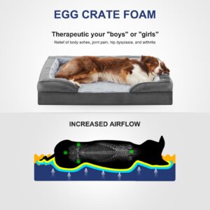 FURTIME Orthopedic Dog Beds for Meidum Large Dogs, Washable Dog Bed with Supportive Foam, Pet Sofa with Removable Cover, Waterproof, Nonskid Bottom