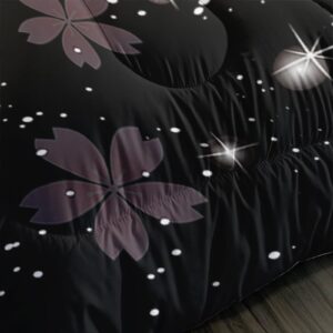 QOOMO Kawaii Axolotl Bedding Set Pink Cherry Blossom for Boys Girls Teen Room Decoration Sparkling Stars 3D Quilt Set Bedroom Decoration Twin Size 1 Comforter Set 2 Pillowcases