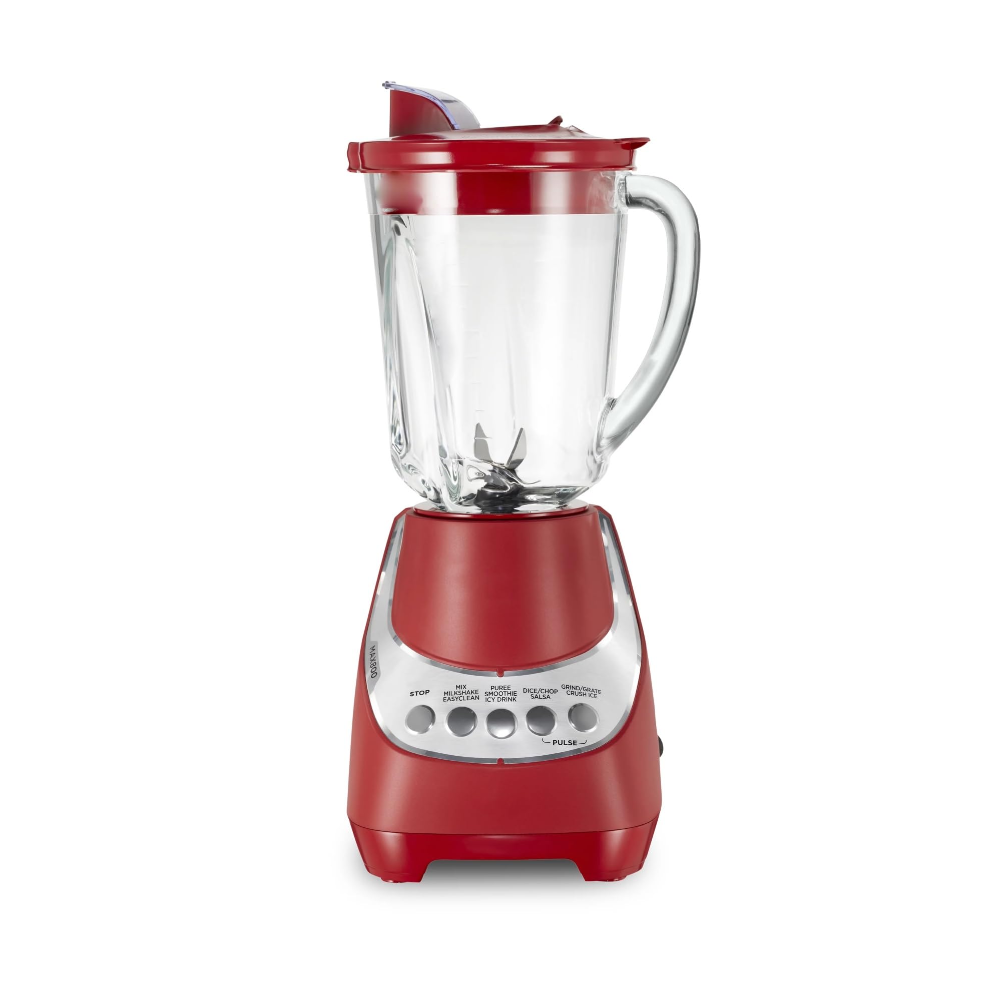 CALFEE Quiet Blender, 48 oz. Glass Jar, 12 Blending Functions, Red