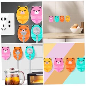 Mikikit 4pcs Power Outlet Hook Plug Wire Holder Self-Adhesive Socket Holder Adhesive Wall Hooks Cartoon Hook Adhesive Plug Holder Multifunctional Cartoon Organizer Plastic No Trace