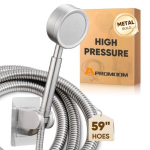 handheld shower head set high pressure stainless steel high flow hand shower head with 59 inch hose and bracket brushed finish