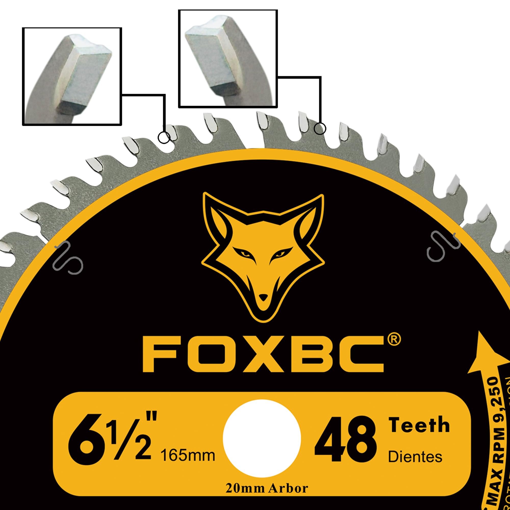 FOXBC 6-1/2" Track Saw Blade 48T Replacement for Makita Plunge Circular Saw, DeWalt Tracksaw, Wen CT1065