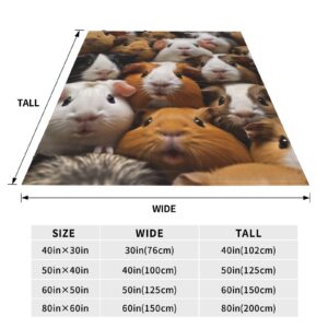 Turamurra Cute Guinea Pig Blanket Gifts for Kids,Funny Guinea Pigs Pet Print Throw Blanket,Soft Flannel Plush Quilt for Bedding Sofa Couch Chair Room Valentines Decoration 50"x60"