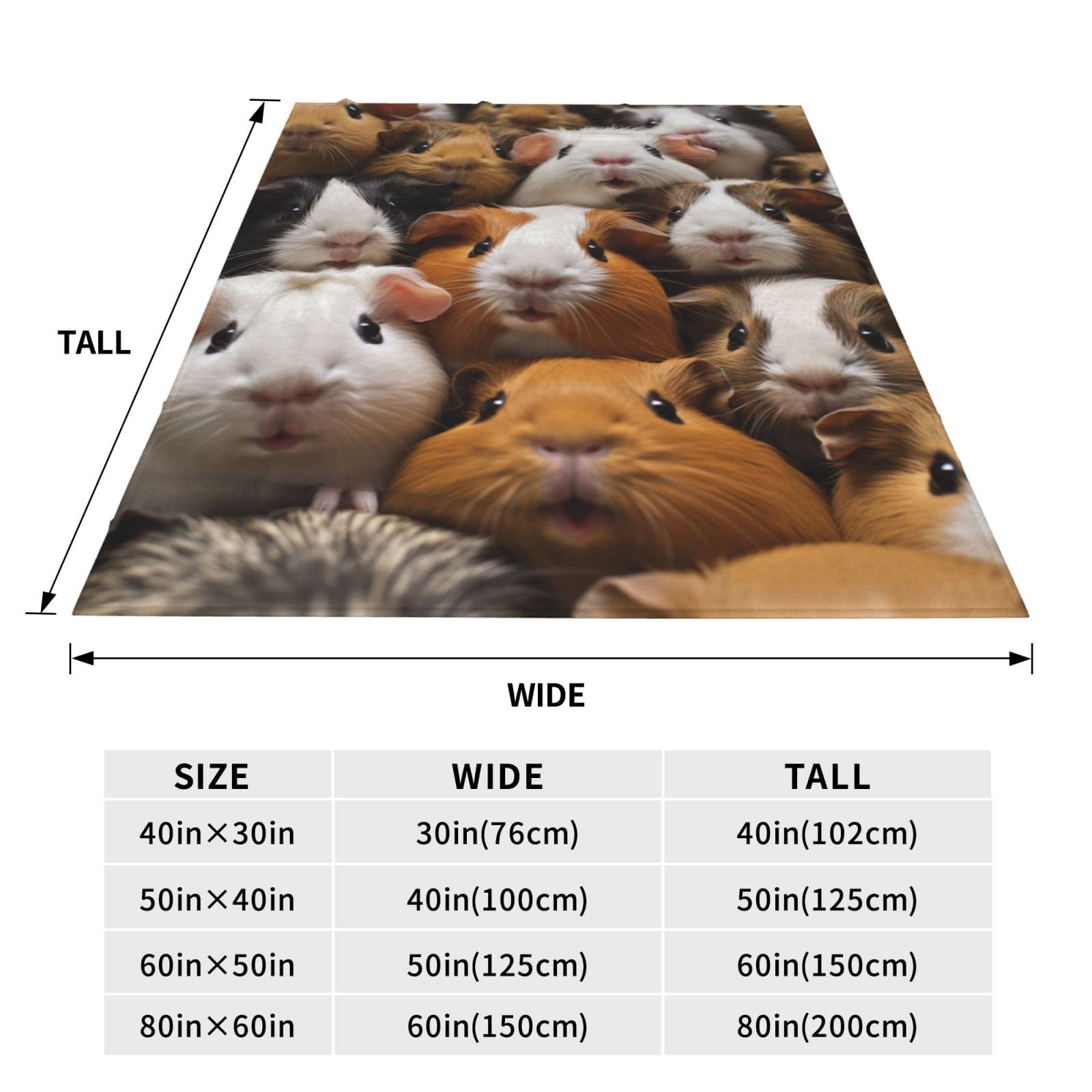 Turamurra Cute Guinea Pig Blanket Gifts for Kids,Funny Guinea Pigs Pet Print Throw Blanket,Soft Flannel Plush Quilt for Bedding Sofa Couch Chair Room Valentines Decoration 50"x60"