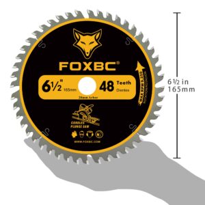 FOXBC 6-1/2" Track Saw Blade 48T Replacement for Makita Plunge Circular Saw, DeWalt Tracksaw, Wen CT1065