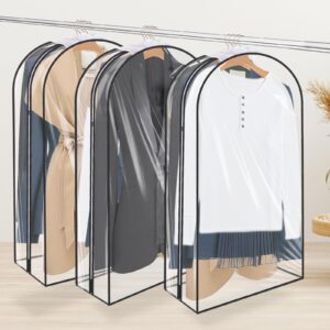 HAKACC 60" Clear Garment Bags for Hanging Clothes, 3 Pack 12" Gusseted Garment Bags for Storage, Hanging Clothes Storage, Clothing Moving Bags