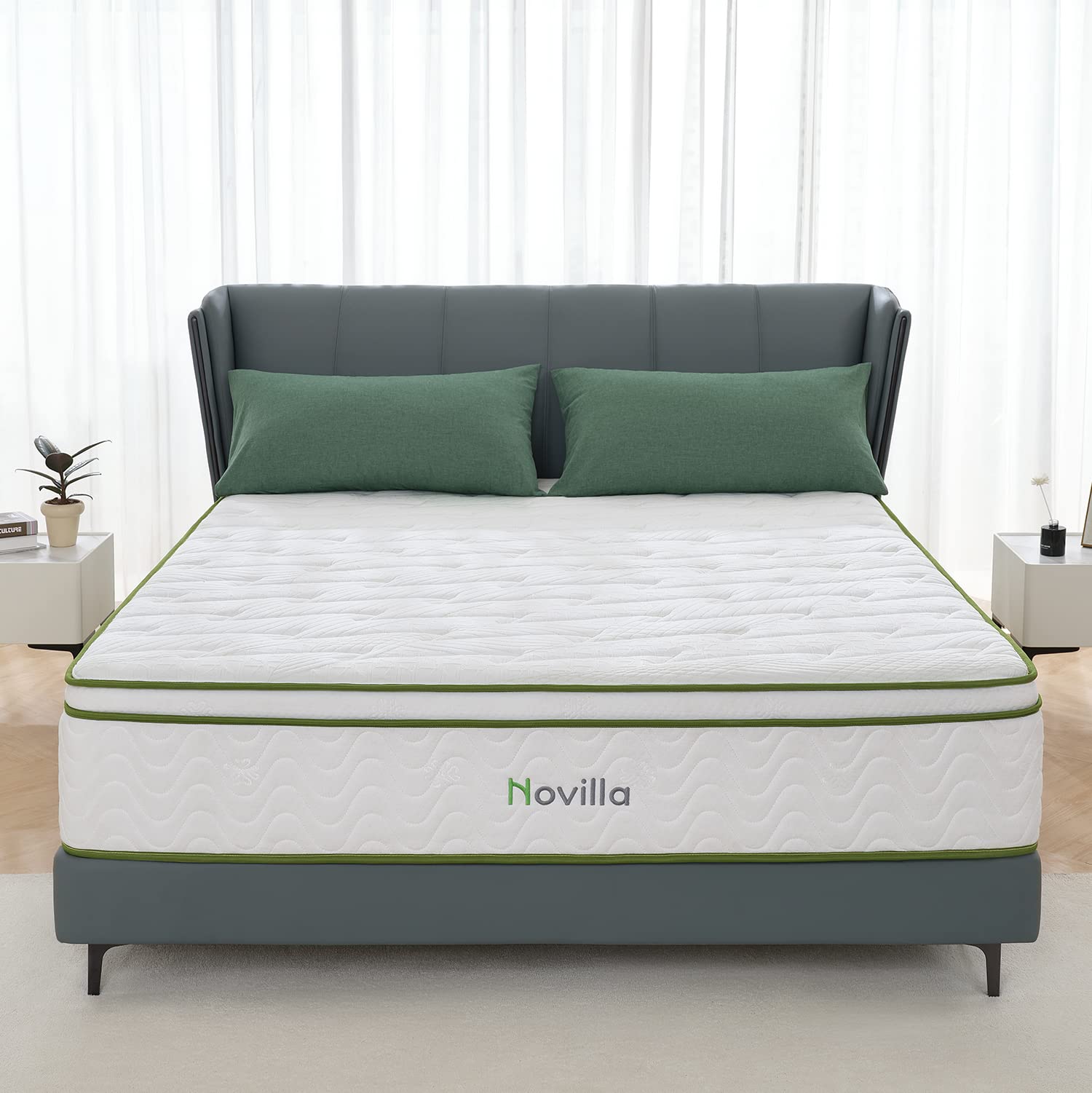 Novilla California King Mattress, 12 InchGel Memory Foam Hybrid Mattress with Pocketed Coil for Pressure Relief & Motion Isolation, Medium Firm Cali King Mattress in a Box, Amenity