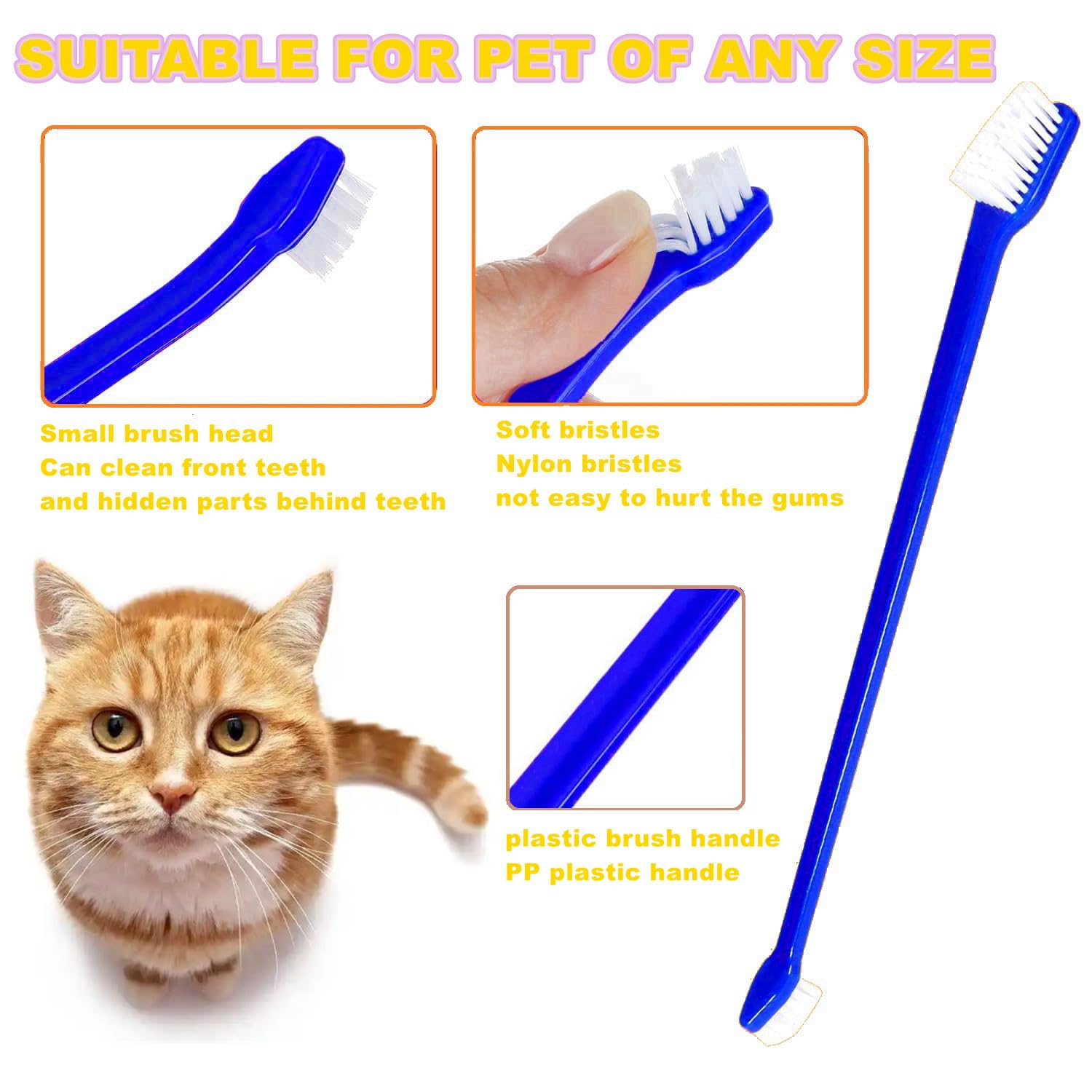 JUWANTU Dog Toothbrush Set of 8 – Dual Headed Dental Hygiene Brushes for Small to Large Dogs, Easy Teeth Cleaning & Dental Care,Dog Tooth Brushes for Small to Large Dogs, Cats, and Most Pets