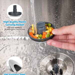 Hibbent Upgraded 3 in 1 Kitchen Sink Drain Strainer and Stopper Combo, Stainless Steel Metal Pop Up Sink Stopper, Anti-Clogging Basket Strainer with Handle for US Standard 3-1/2 Inch Drain