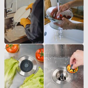 Hibbent Upgraded 3 in 1 Kitchen Sink Drain Strainer and Stopper Combo, Stainless Steel Metal Pop Up Sink Stopper, Anti-Clogging Basket Strainer with Handle for US Standard 3-1/2 Inch Drain