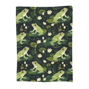 amepay Frog Blanket Gifts for Frog Lover Kids Lotus Leaf Frog Flannel Throw Blankets Soft Comfy Lightweight for Home Decor Couch Bed Sofa 60x50 Inches