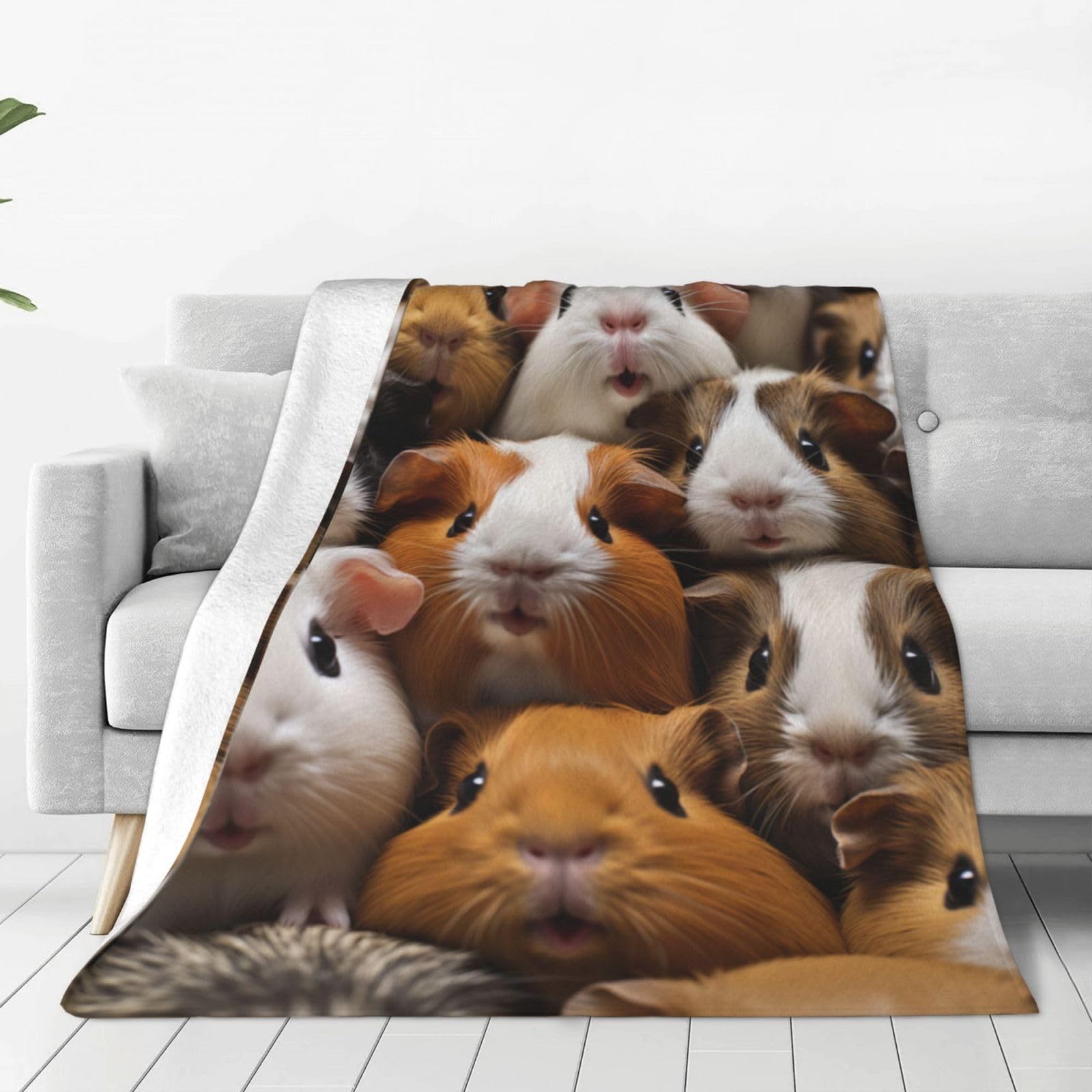 Turamurra Cute Guinea Pig Blanket Gifts for Kids,Funny Guinea Pigs Pet Print Throw Blanket,Soft Flannel Plush Quilt for Bedding Sofa Couch Chair Room Valentines Decoration 50"x60"