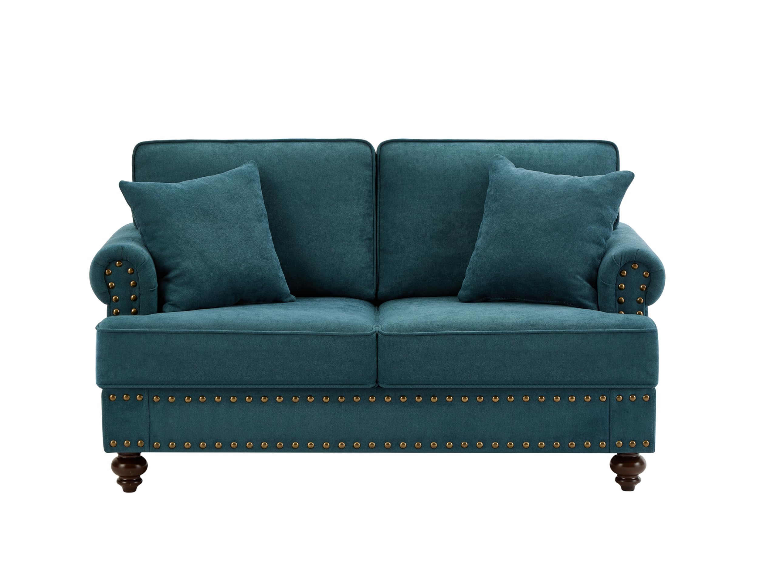 Mid Century Modern Sofa Set, 22" Extra Deep Seat juegos de muebles de sala Comfy Chenille Upholstered Living Room Furniture Sets with Rolled Arms Nailhead Trim (Lake Green, 3 Pieces A)