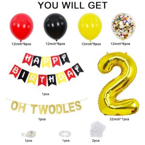 Cartoon Mouse 2nd Birthday Party Supplies Oh Twodles Theme Party Decorations Includes birthday Banner,Latex Balloons for Boy Girls Kids Mouse Theme Birthday Decorations