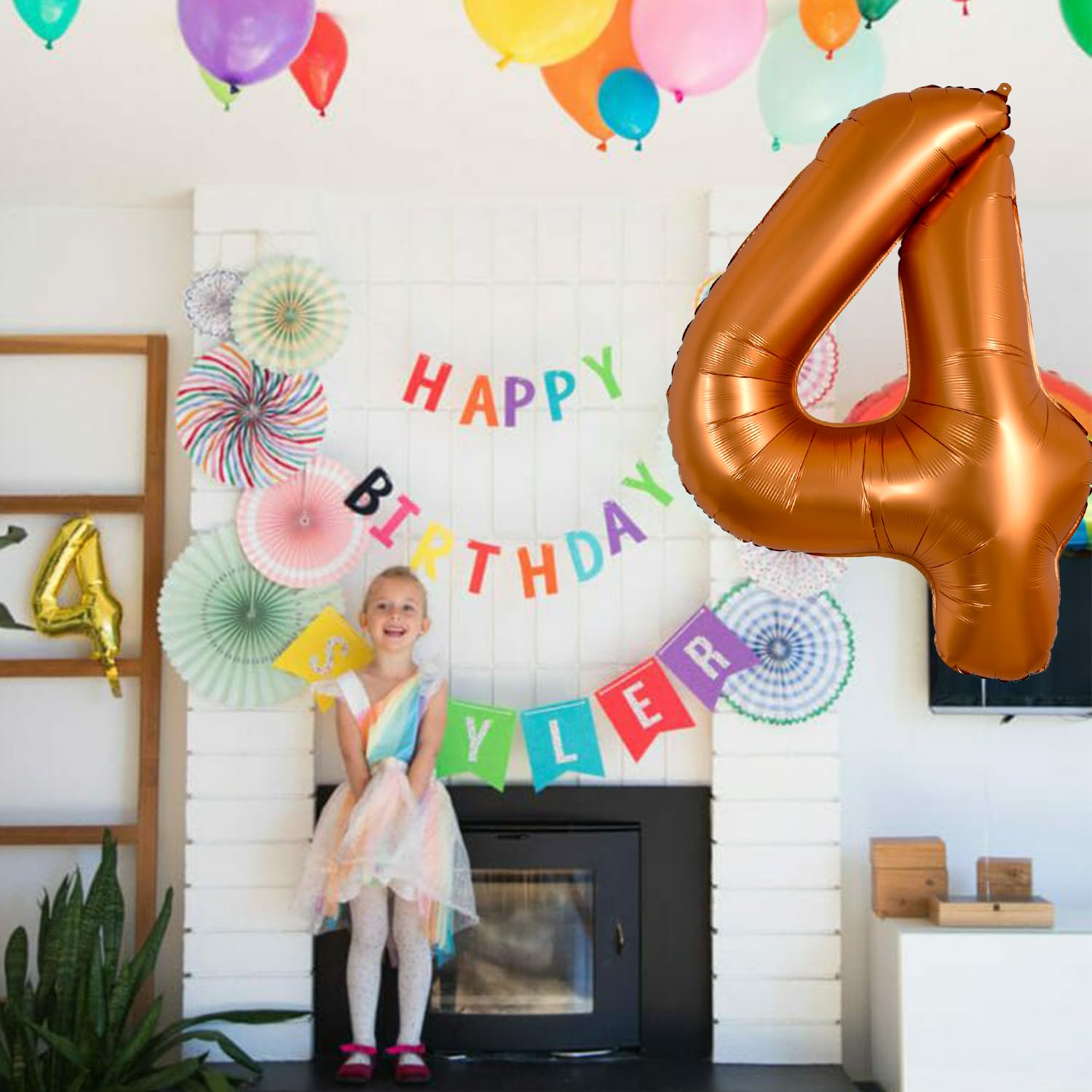 TONIFUL 40 Inch Orange Large Numbers Balloon 0-9 Birthday Party Decorations,Big Number 4 Foil Balloon Digital 4 for Birthday Party,Wedding, Bridal Shower,Engagement,Graduations,Anniversary,Baby Shower