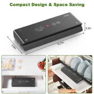 Gasbye 2-Pump Vacuum Sealer Machine, [2X Suction Power] Food Sealer for Dry, Wet Food, Sous Vide, 44Pcs Precut Bags Included, Easy-to-Clean Removable Drip Tray, Durable Silicone Gaskets, Matte Black