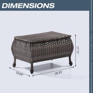 Joyside Outdoor Wicker Coffee Table - Patio PE Rattan Coffee Table with Storage Room Suitable for Garden Patio Deck Porch, Brown