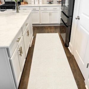 HXJDCL Farmhouse Kitchen Runner Rug 2'x 6',Cream Cotton Woven Washable Bedroom Runner Rug Reversible Hallway Rug Boho Laundry Room Rug for Living Room Sink Area Rug