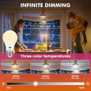 USB Rechargeable Light Bulb With Remote Control, Smart RGB Color Changing Bulb, 9+3 Color Temperature, LED Dimmable Touch Control Bulb With Timing Function, 2600mAh Battery Powered 8W A19, E26,2 Pack